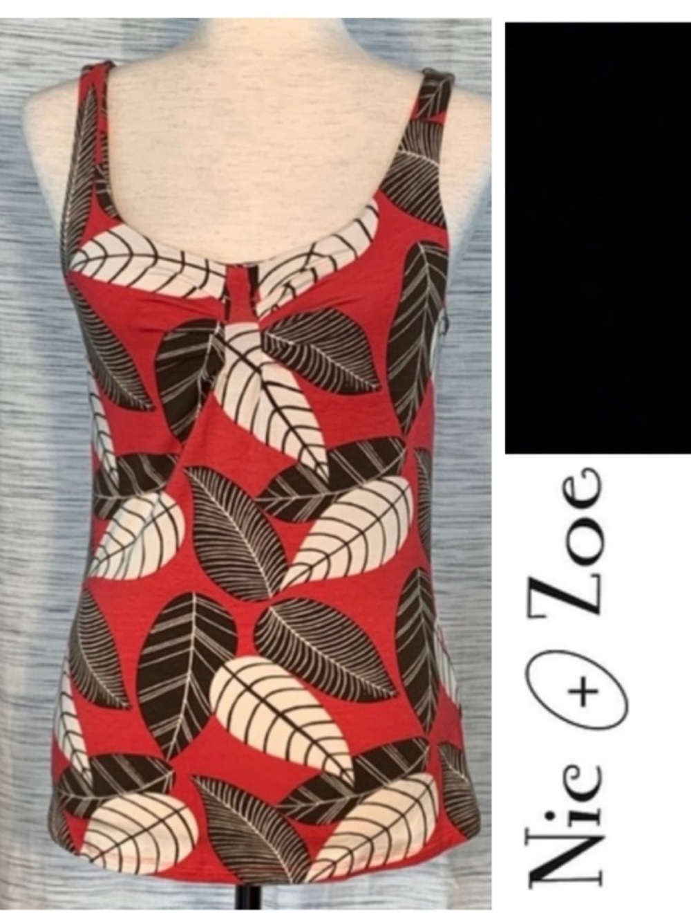 Nic + Zoe red sleeveless floral tank top.